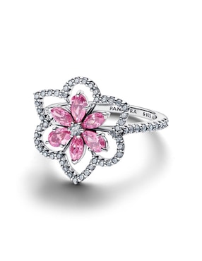Anillo de flor Pandora P 925 de plata zirconia cúbica brillante