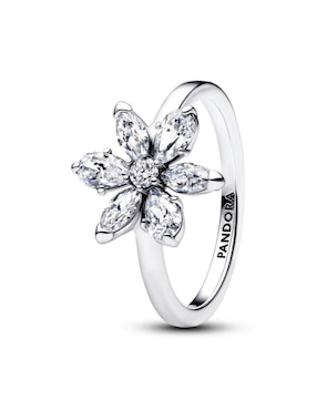 Anillo de flor Pandora P 925 de plata zirconia cúbica brillante