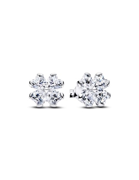 Aretes cortos de trébol Pandora Timeless de plata P 925 con acabado brillante zirconia cúbica