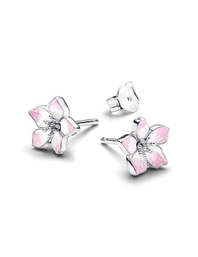 Aretes cortos de flor Pandora Moments de plata P 925 con acabado brillante