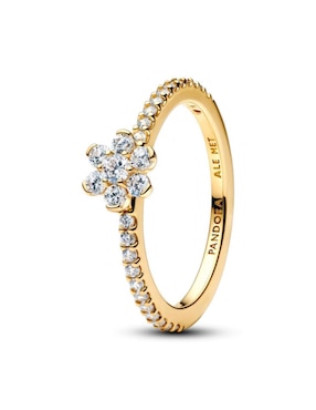 Anillo de flor Pandora P 925 de plata con baño de oro