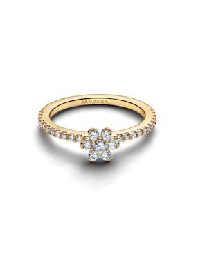 Anillo de flor Pandora P 925 de plata con baño de oro