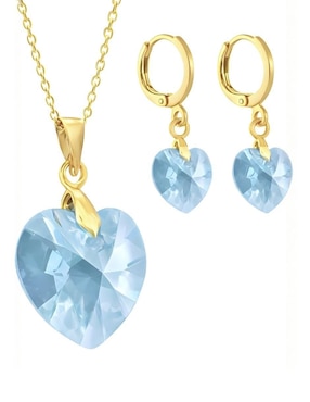 Aretes y collar de corazón Zvezda Aurore 18 K cristal