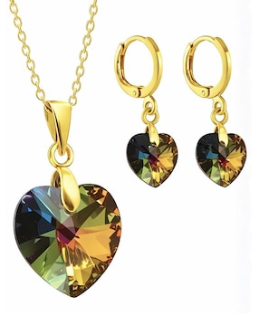 Aretes y collar de corazón Zvezda Aurore 18 K cristal