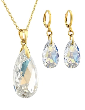 Aretes y collar de gota Zvezda Aurore 18 K cristal