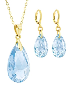 Aretes y collar de gota Zvezda Aurore 18 K cristal