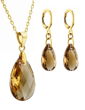 Aretes y collar de gota Zvezda Aurore 18 K cristal