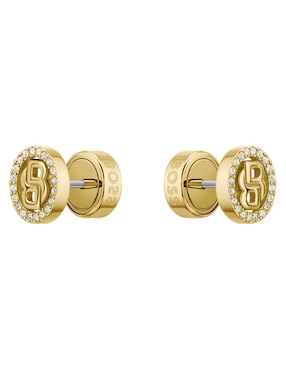 Broqueles Hugo Boss Double B Divine con acabado brillante cristal