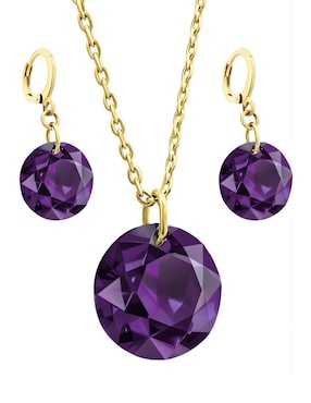 Aretes y collar Zvezda Aurore con acabado chapa de oro 18 K cristal