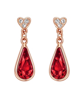 Aretes cortos de gota Ocean Heart Elegance con acabado baño de oro rosa 18 K cristal