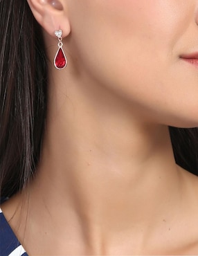 Aretes cortos de gota Ocean Heart Elegance con acabado baño de oro rosa 18 K cristal