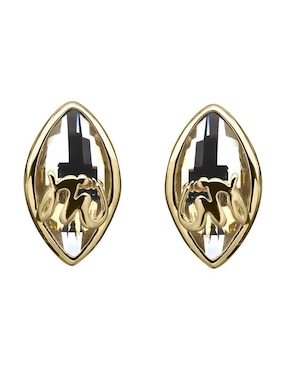 Aretes cortos de gota Ocean Heart Elegance con acabado baño de oro 18 K cristal
