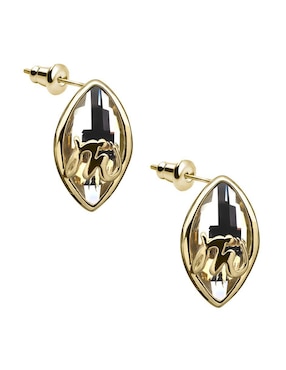 Aretes cortos de gota Ocean Heart Elegance con acabado baño de oro 18 K cristal