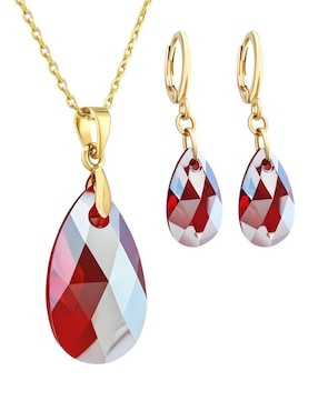 Aretes y collar Zvezda Aurore con acabado chapa de oro 18 K cristal