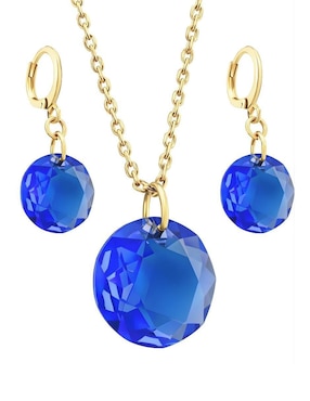 Aretes y collar Zvezda Aurore con acabado chapa de oro 18 K cristal