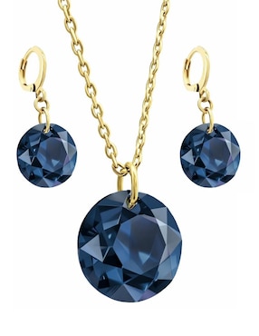 Aretes y collar Zvezda Aurore con acabado chapa de oro 18 K cristal