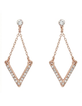 Aretes largos de rombo Ocean Heart con acabado baño de oro rosa 18 K cristal
