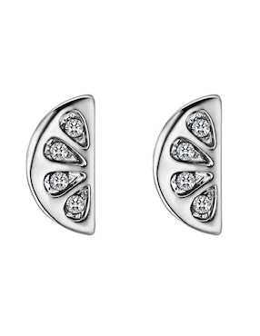 Aretes cortos de naranja Ocean Heart con acabado baño de oro blanco 18 K cristal