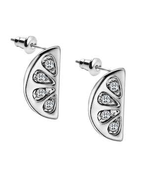 Aretes cortos de naranja Ocean Heart con acabado baño de oro blanco 18 K cristal
