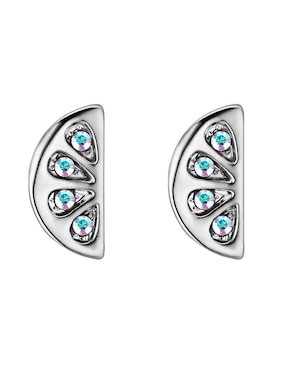 Aretes cortos de naranja Ocean Heart con acabado baño de oro blanco 18 K cristal