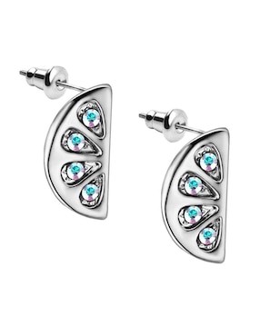 Aretes cortos de naranja Ocean Heart con acabado baño de oro blanco 18 K cristal