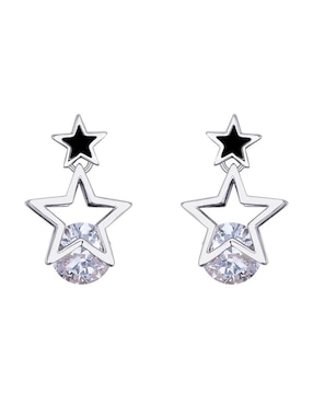 Aretes cortos de estrella Ocean Heart con acabado baño de oro blanco 18 K cristal