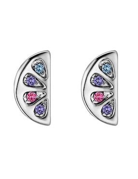 Aretes cortos de naranja Ocean Heart con acabado baño de oro blanco 18 K cristal