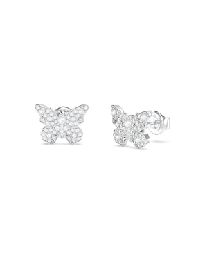 Aretes cortos de mariposa Guess Borboleta con acabado pavé circonita