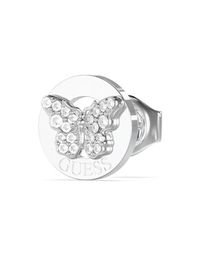 Arete corto de mariposa Guess Borboleta de acero inoxidable con acabado pavé circonita