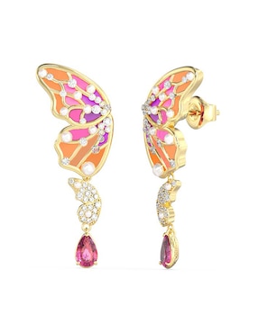 Aretes largos de mariposa Guess Borboleta con acabado pavé circonita