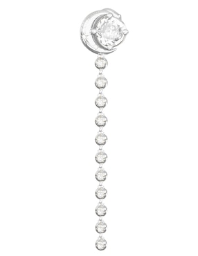 Aretes largos de luna Guess Aurora de acero inoxidable con acabado pavé circonita