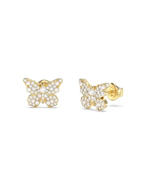 Aretes cortos de mariposa Guess con acabado pavé circonita