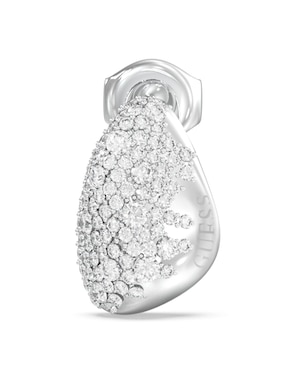 Arete corto Guess Moon Drops de acero inoxidable con acabado pavé circonita