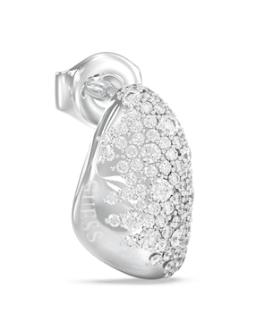 Arete corto Guess Moon Drops de acero inoxidable con acabado pavé circonita