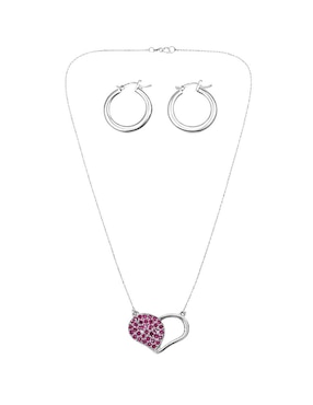 Aretes y collar de corazón Mancini de plata P 925 zirconia