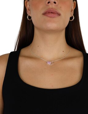 Aretes y collar de corazón Mancini de plata P 925 zirconia