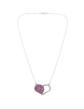 Aretes y collar de corazón Mancini de plata P 925 zirconia