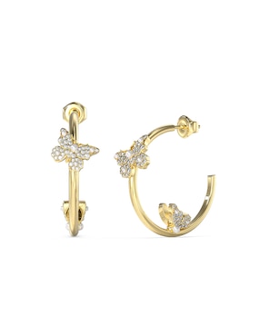 Aretes cortos de mariposa Guess Borboleta con acabado pavé circonita