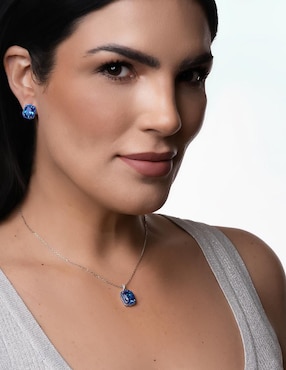 Aretes y collar Gladkova Joyería de plata P 925 zafiro
