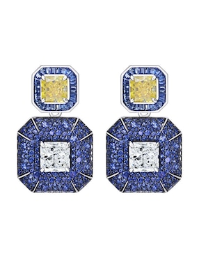 Aretes y collar octagonal Gladkova Joyería de plata P 925 zafiro