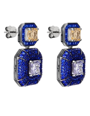 Aretes y collar octagonal Gladkova Joyería de plata P 925 zafiro