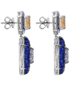 Aretes y collar octagonal Gladkova Joyería de plata P 925 zafiro