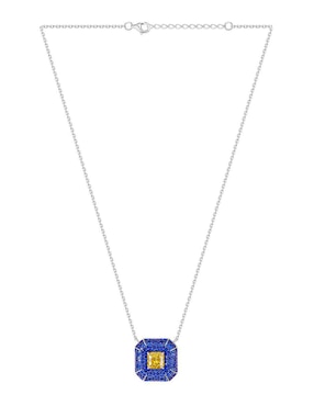 Aretes y collar octagonal Gladkova Joyería de plata P 925 zafiro