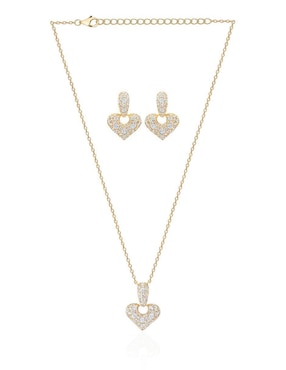 Aretes y collar de corazón Gladkova Joyería de plata P 925 zirconia