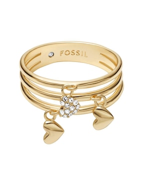 Multi-anillo de corazón Fossil Sutton cristal pulido