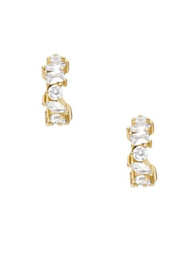 Aros circulares Fossil Ellis con acabado pulido zirconia cúbica