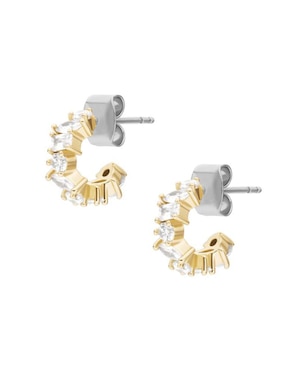 Aros circulares Fossil Ellis con acabado pulido zirconia cúbica