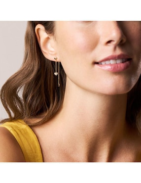 Aretes largos de corazón Fossil Sutton con acabado pulido cristal