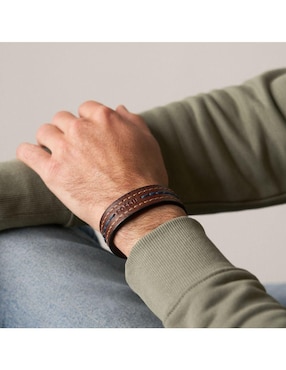 Pulsera Fossil de piel Everett acabado mate