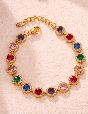 Pulsera Nira de oro laminado con zirconia cúbica 18 K acabado brillante